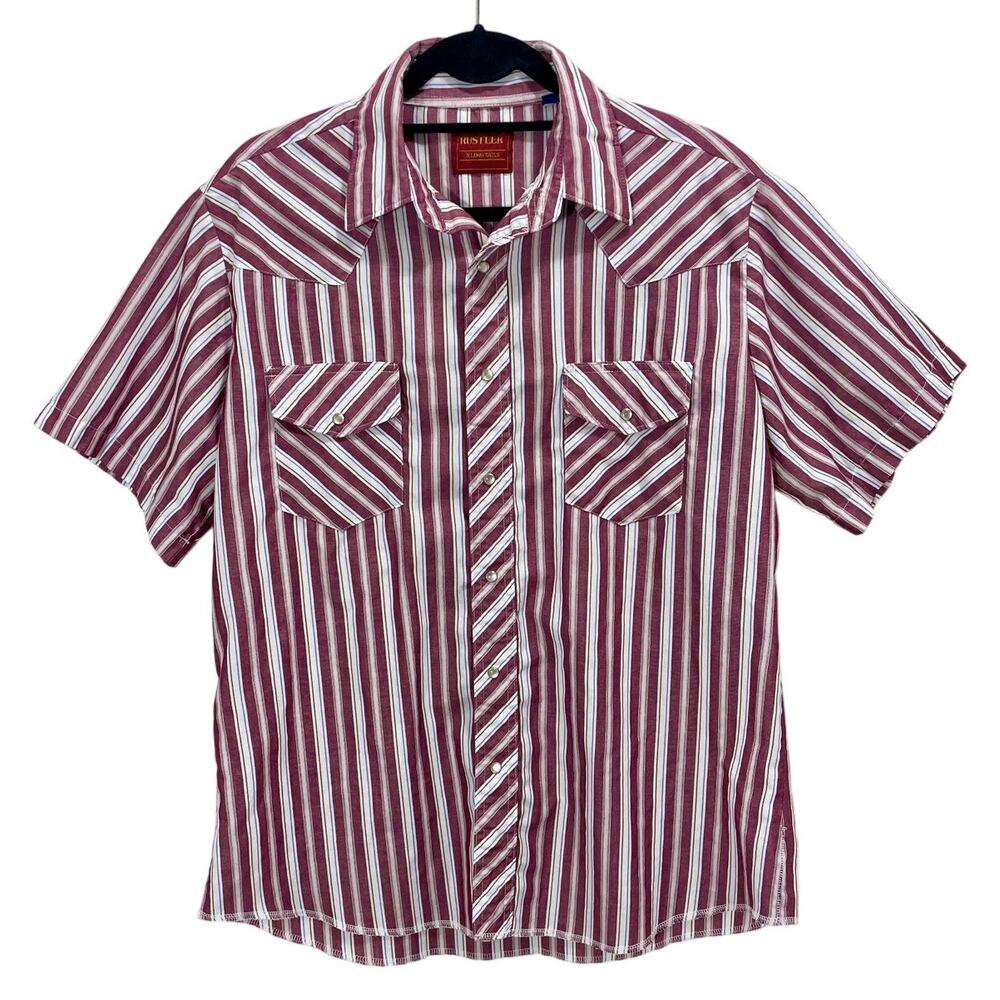Vintage 90s Rustler Striped Pearl Snap Short Sleeve Shirt Men's Size Large